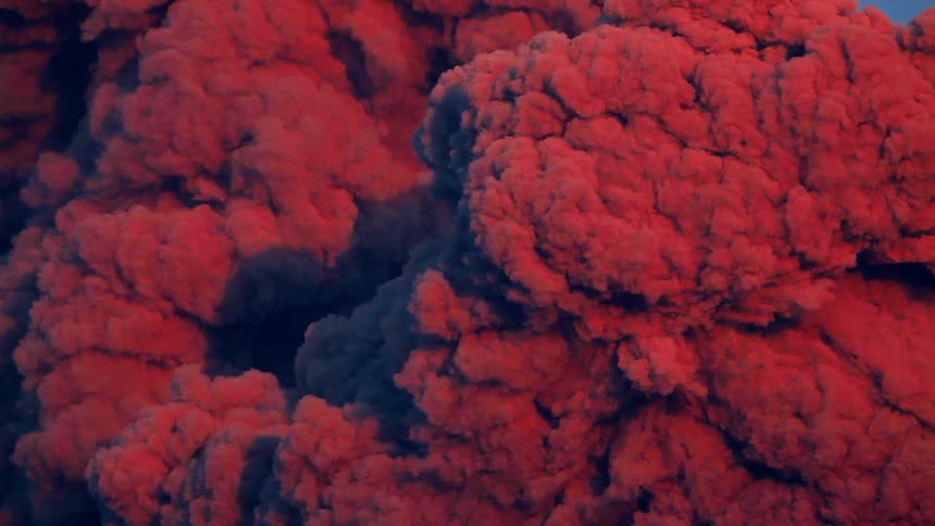 Giant smoke clouds are growing and filling the area
