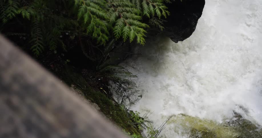 River water is rushing through a gorge in a natural setting in daylight
