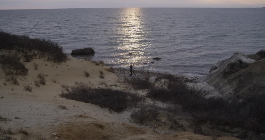 The sun sets on the beach