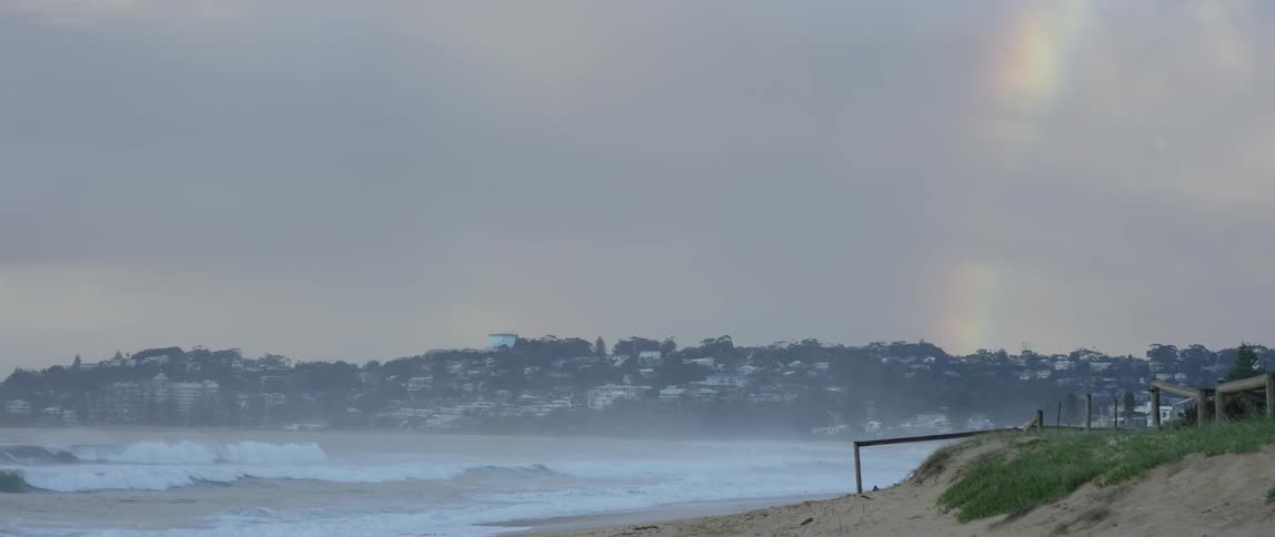 View of a beach on an overcast day