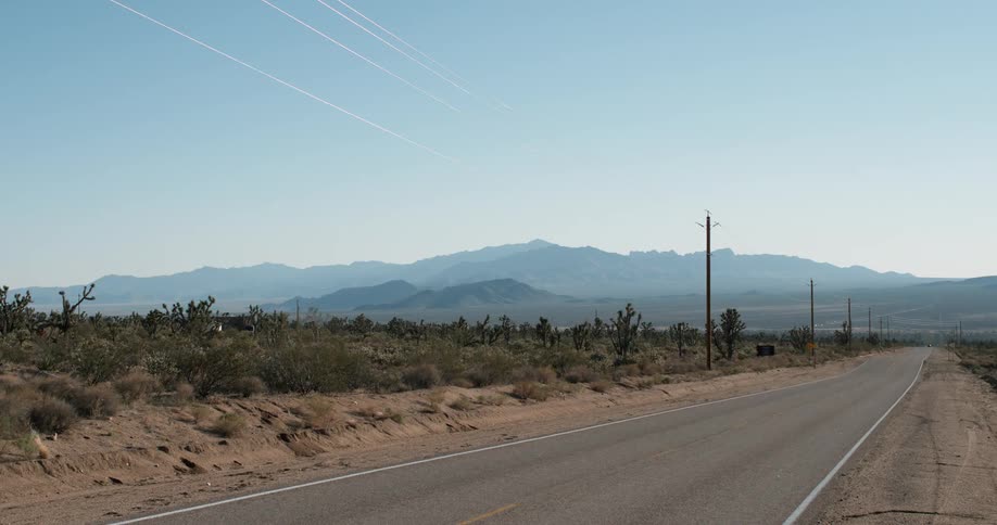 The road by the desert is empty