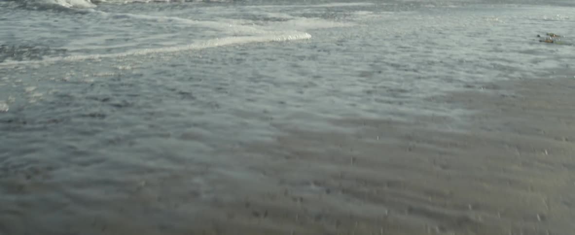Ocean waves comes to shore on the sandy beach