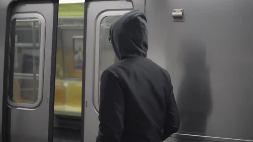 A man is passed by the train