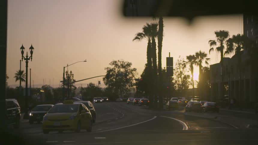 View of a busy road at sunset