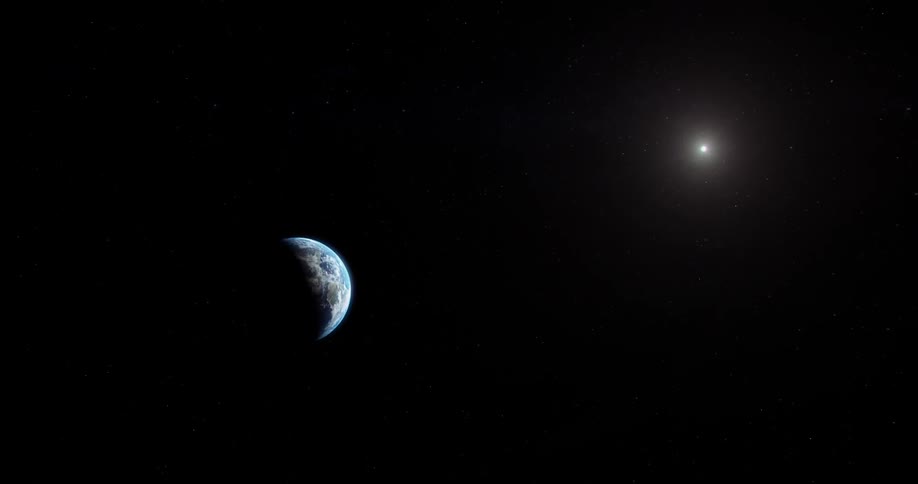Light shines on half of the earth in space