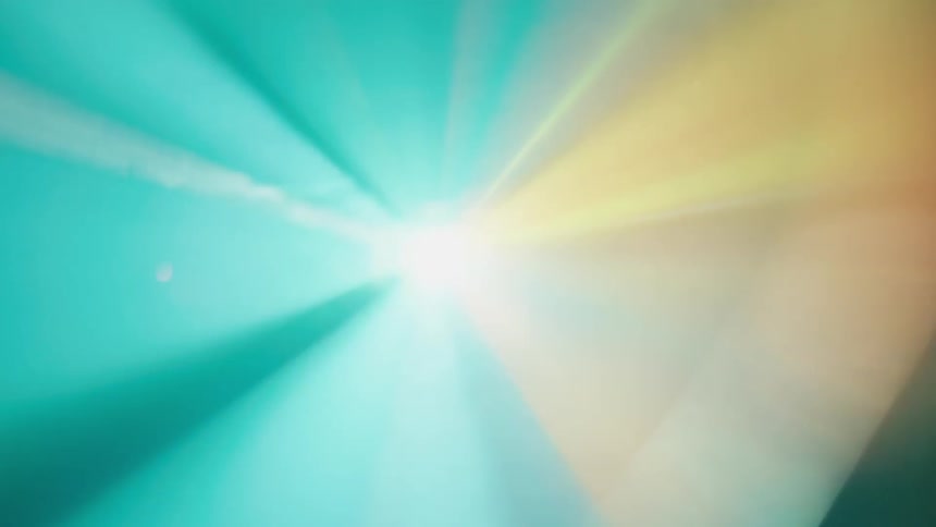A light beam shines and changes color