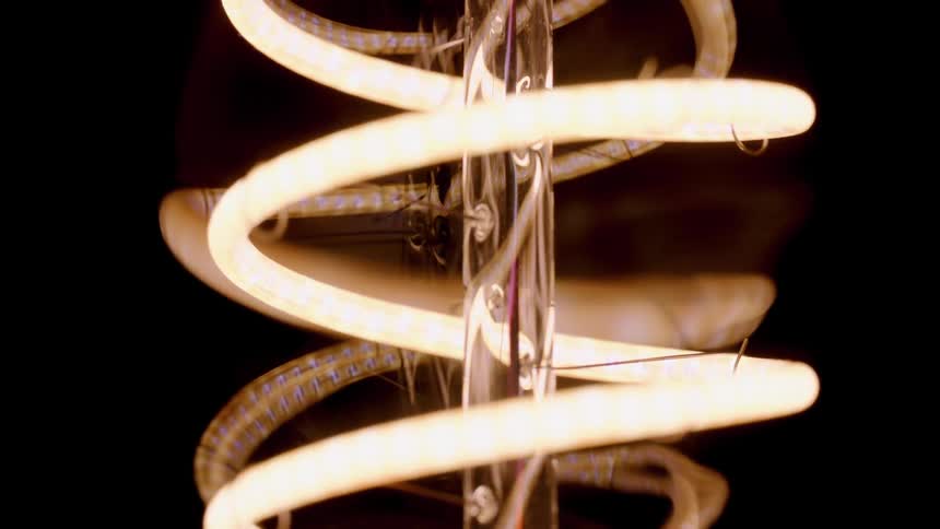 A light bulb element in a spiral glows
