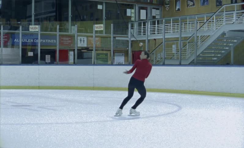 Figure skaters skate and practice on the ice