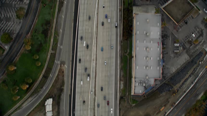 Many highways and roads twist and turn through a city