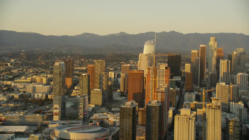 Los Angeles Skyline glows during Sunset