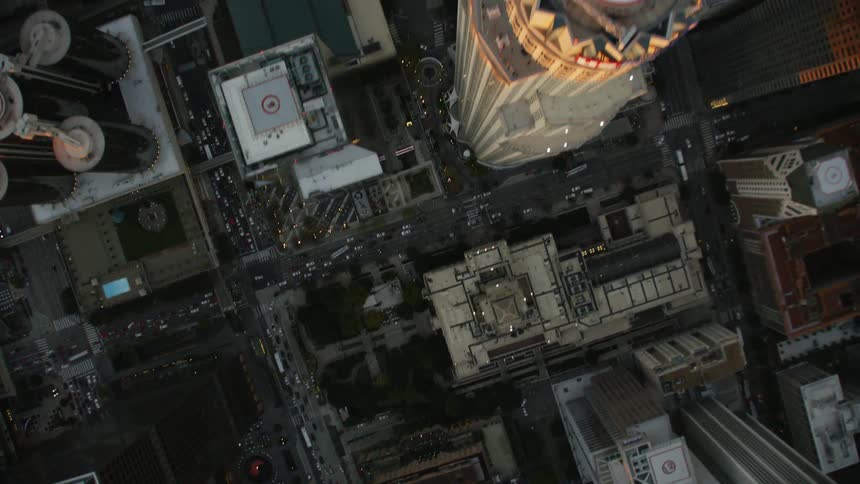 Top Down View of Downtown Los Angeles Skyline