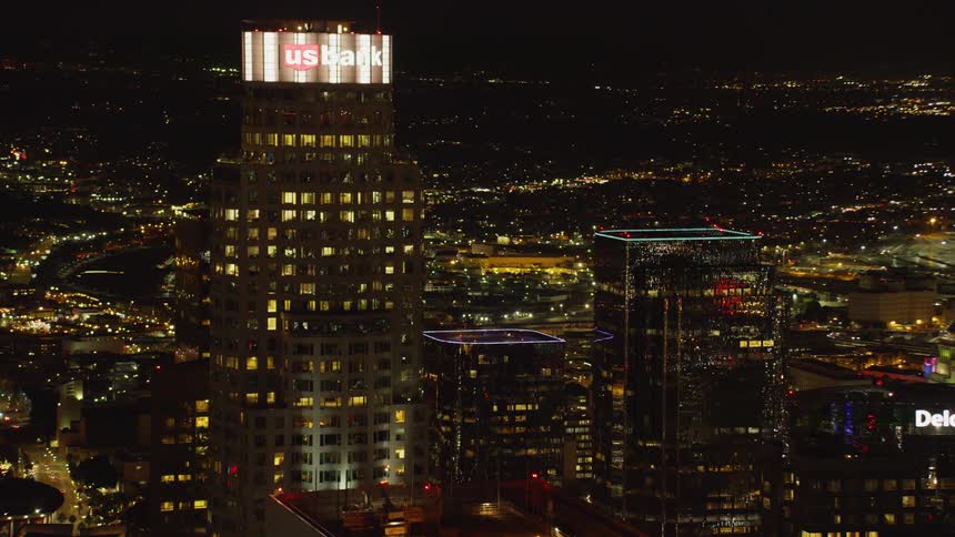 Skyscrapers illuminate the night sky