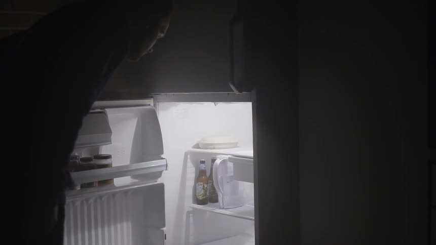 A person opening a refrigerator