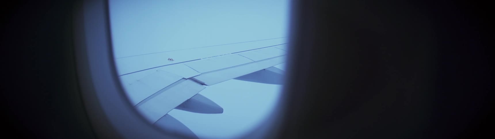 The plane is traveling in heavy clouds