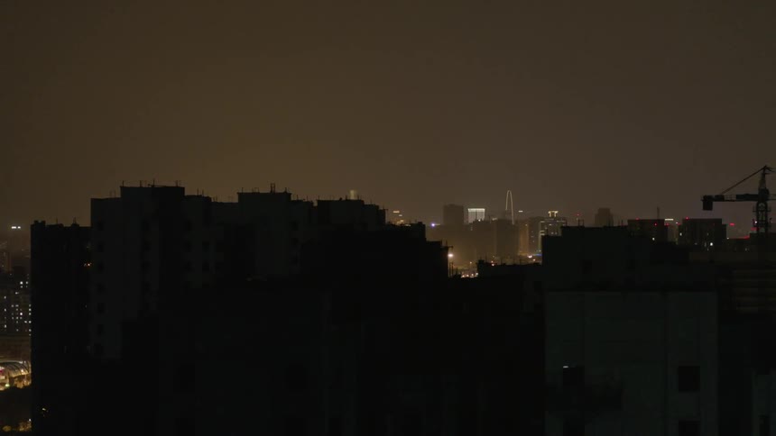 City lit up at night