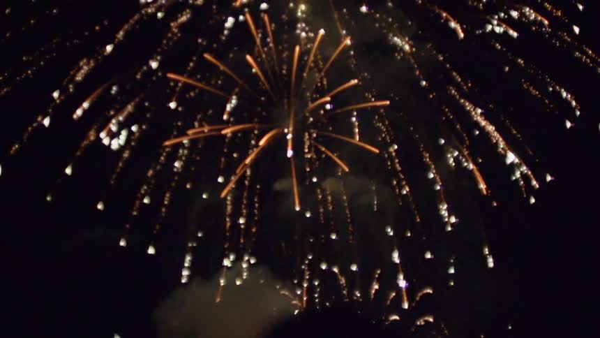People watch the fireworks display