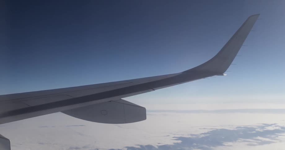 An airplane flies in the sky