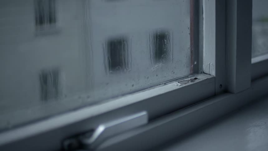 Raindrops on the outside of window