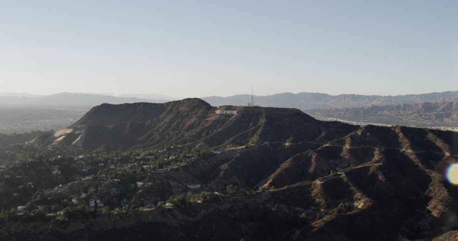 Aerial view of the hollywood sign and the mountain it's on