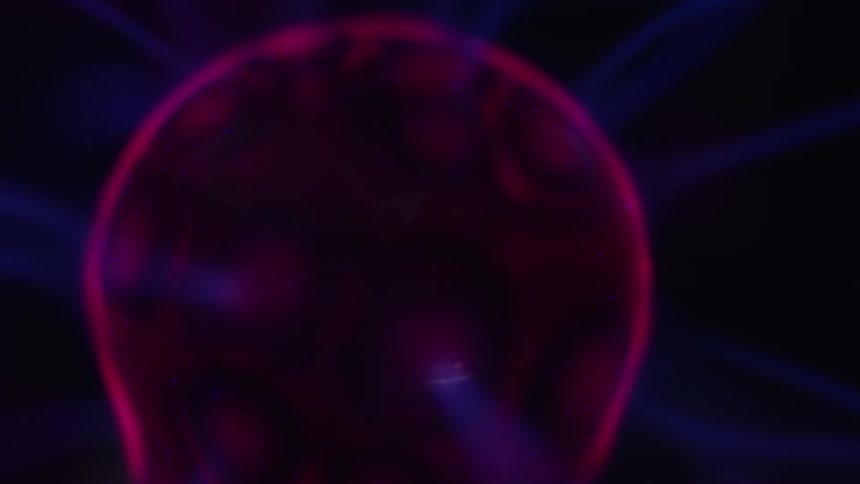 The plasma lamp flickers about in the dark