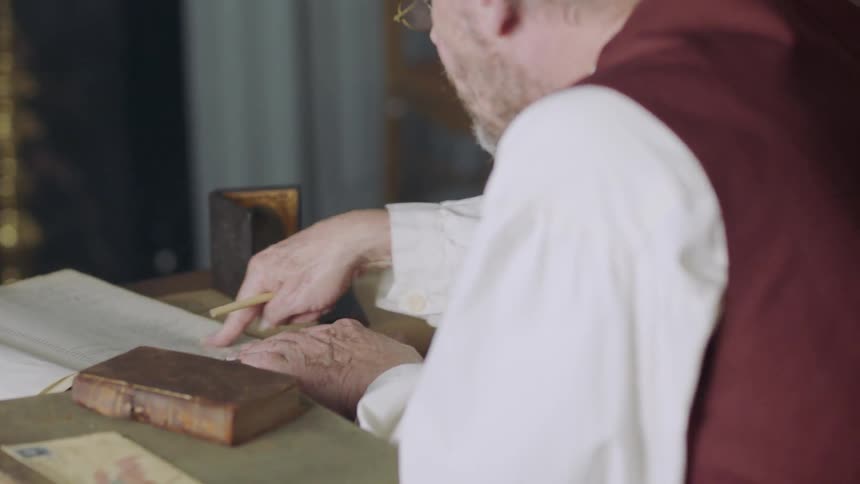 A man works at a desk