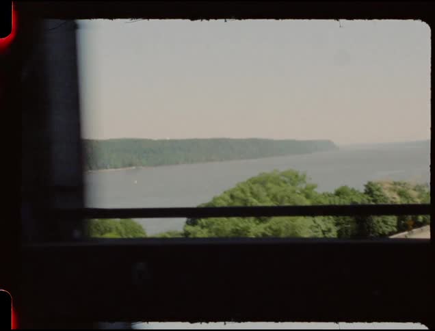 Traveling over a bridge across a river