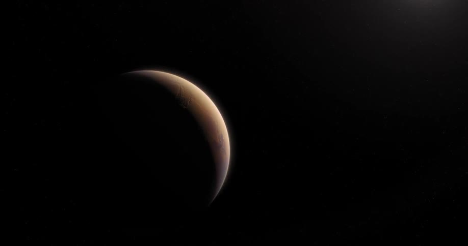 Mars is illuminated by the sun