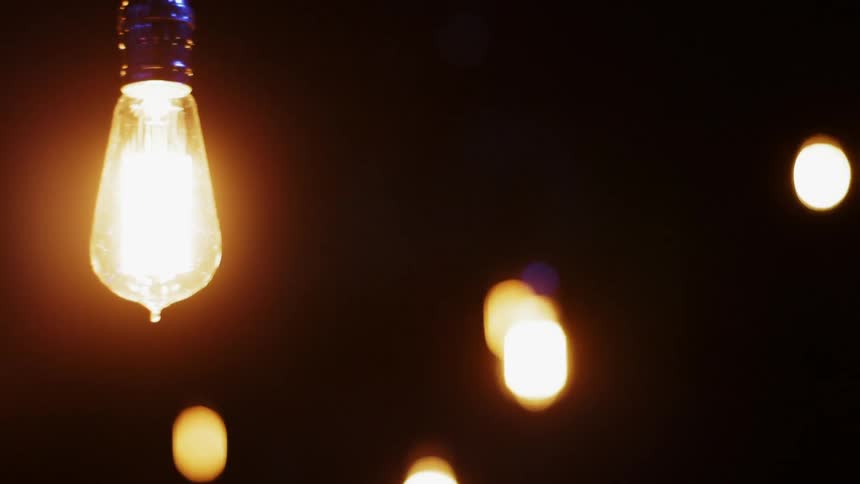 Light bulbs glow in the dark
