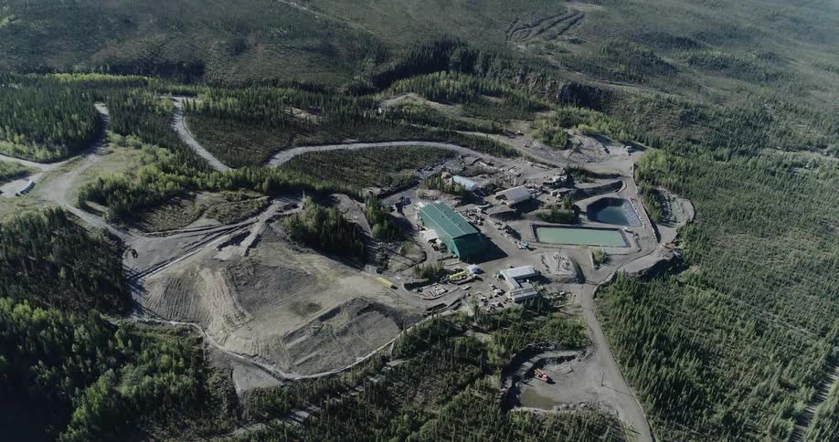 A quarry is operating in a remote location during the daytime