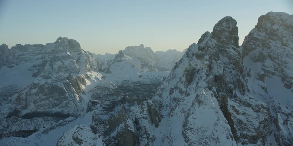 Tall jagged mountains covered in snow