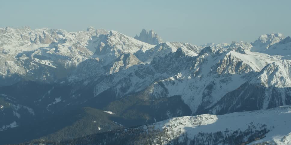 Snow covered peaks on a sunny day