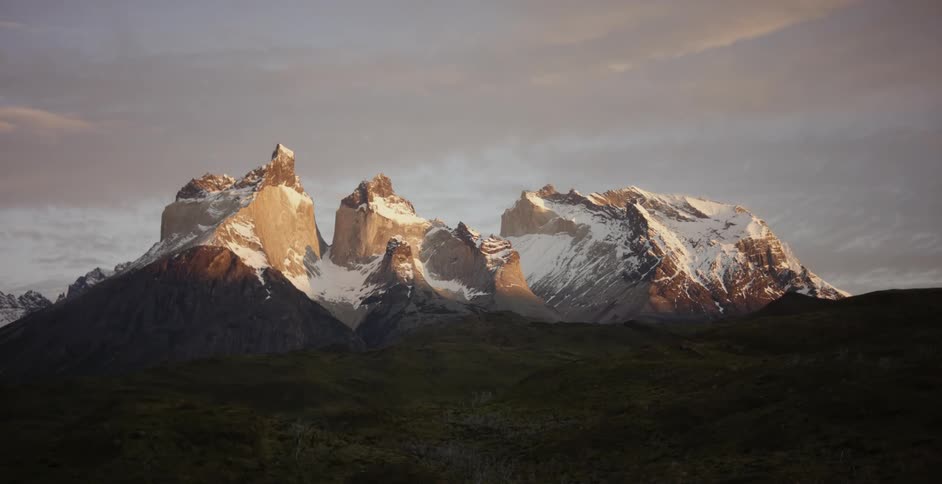 The base of the mountain is covered with shade