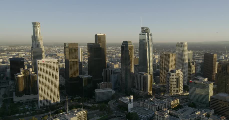 Aerial view of downtown los angeles on a clear day