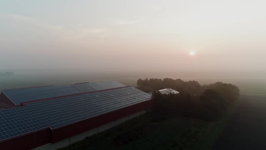 The barn is covered with solar panels