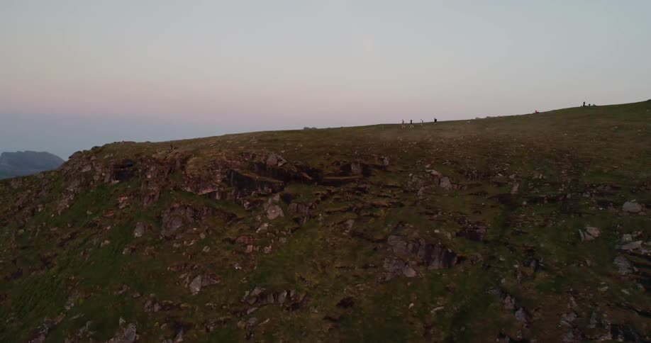 Tall rocky ridge at sunset
