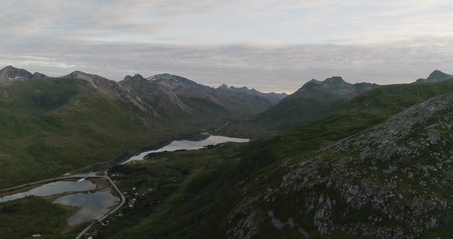 Near the base of the mountain is a body of water