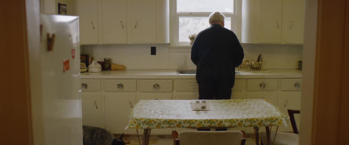 A man washes dishes at home