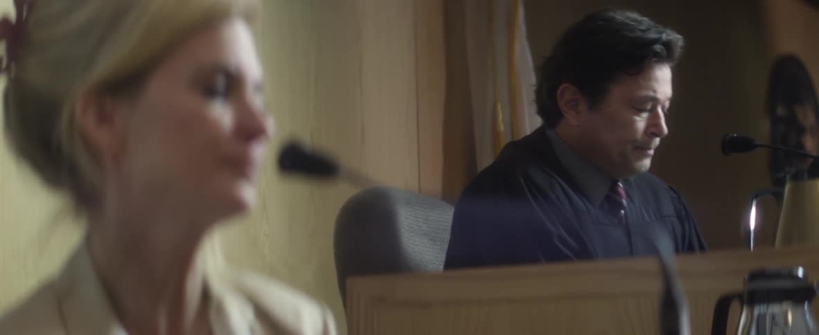 A woman testifies in court