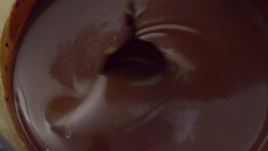 Bowl of chocolate being stirred