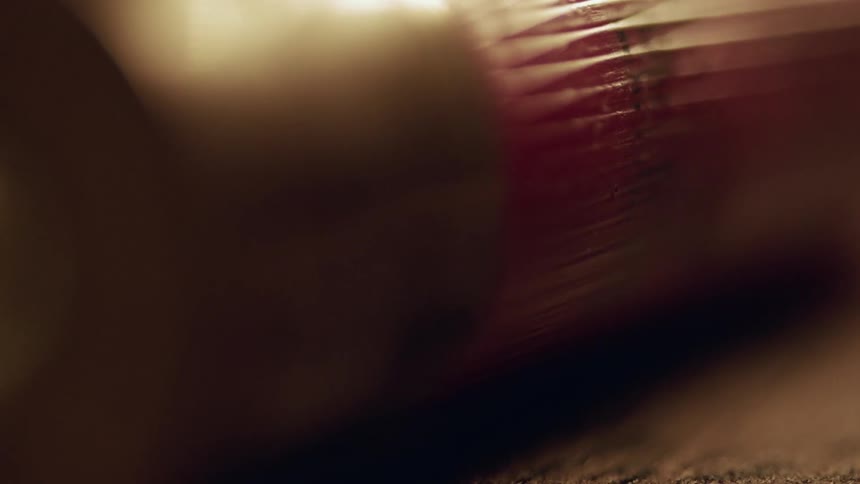 Piece of red metal on a table