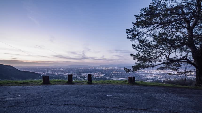 Parking lot overlooking hills