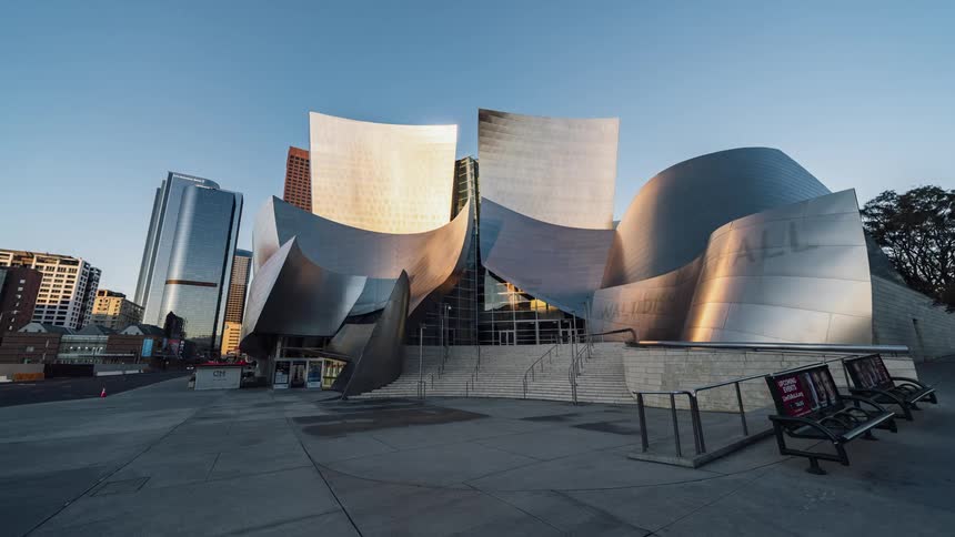 The park is empty at sunrise