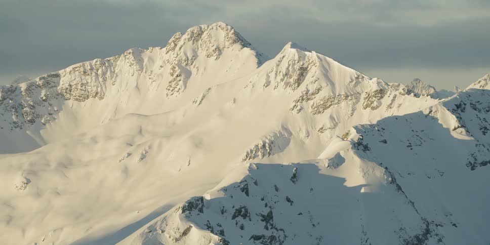 The snow is very high on this mountain range