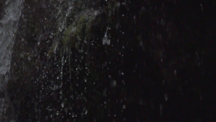 Water dripping from a waterfall onto some rocks