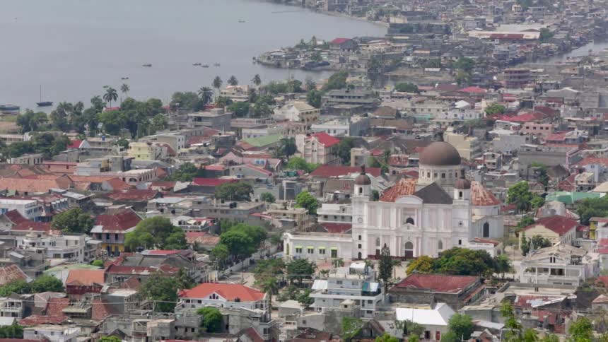A overhead view of a city