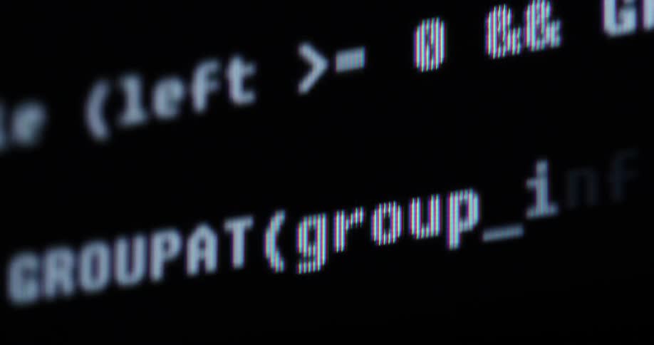 Text flashes on a screen