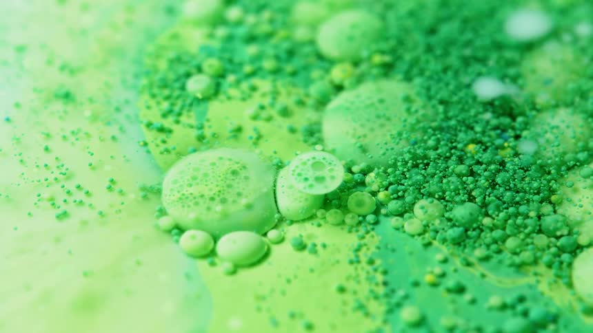 Green bubbles and liquid