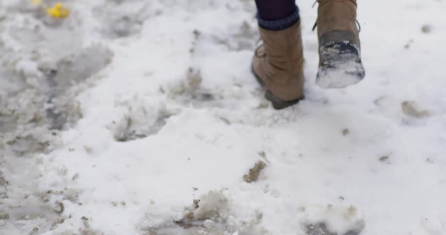 Person walking in the snow