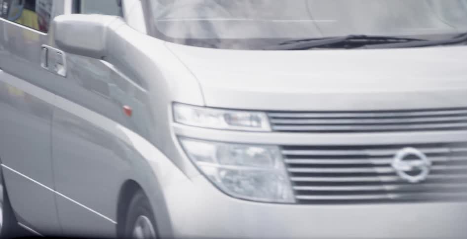 A car is driven on a road
