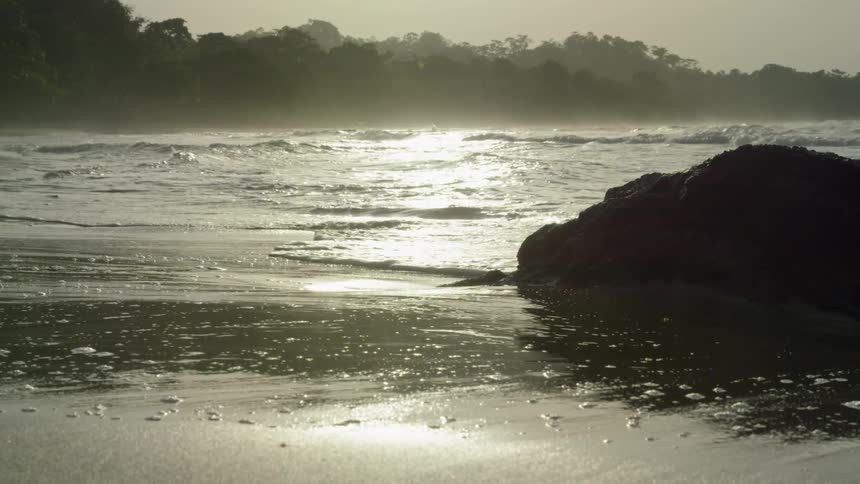 Sun shines down over flowing water